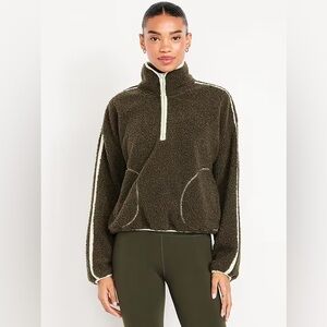 Loose Sherpa Quarter-Zip Pullover